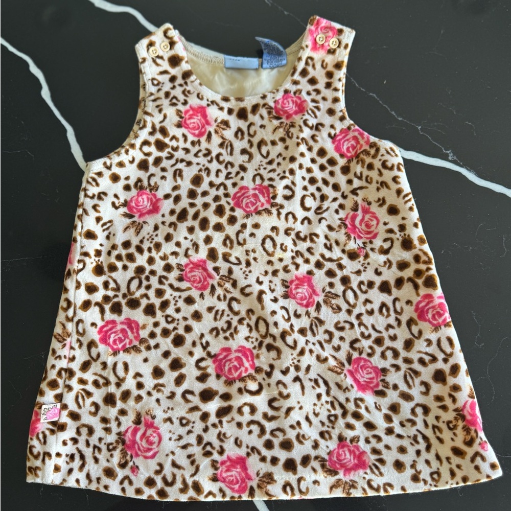 Y2K Leopard Print Dress‎ with Pink Roses